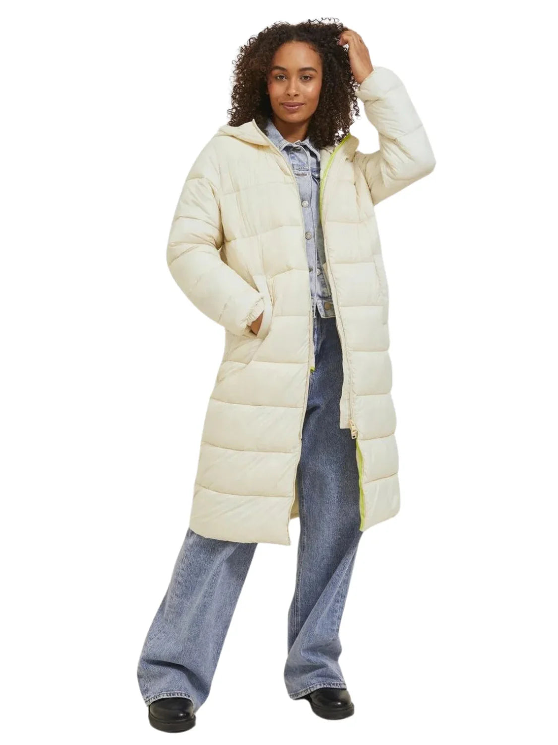 Chaqueta Larga Acolchada JJXX Nora Blanco | Bicos de Fío