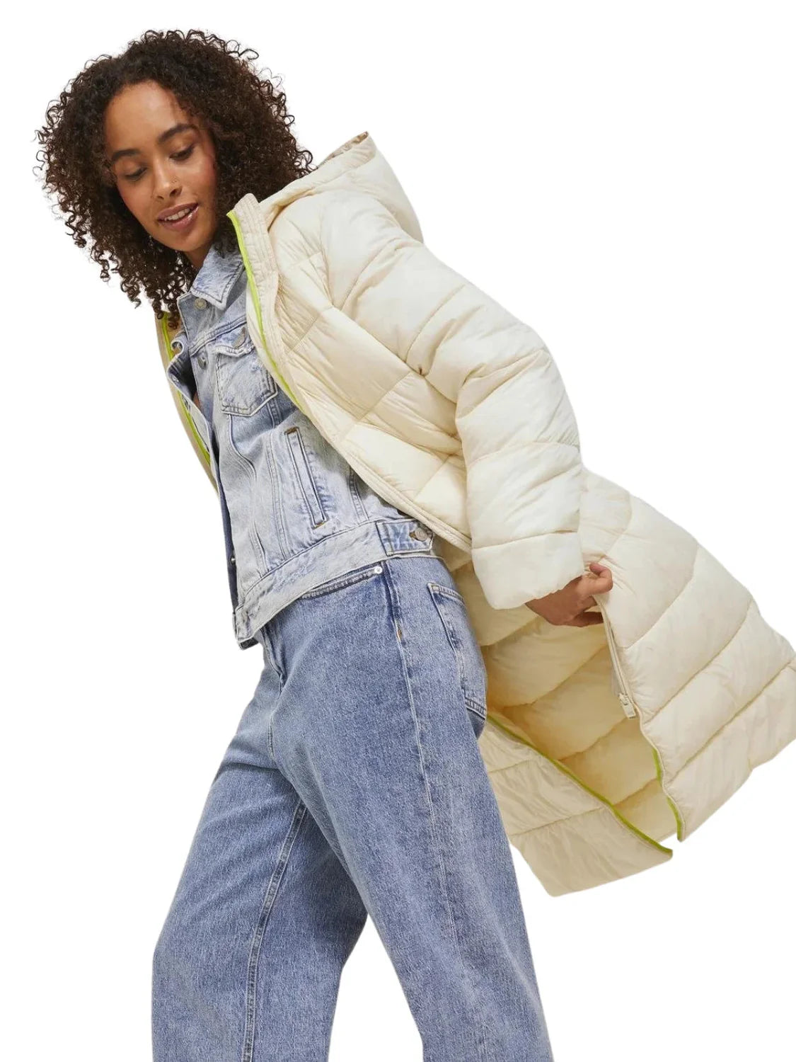 Chaqueta Larga Acolchada JJXX Nora Blanco | Bicos de Fío