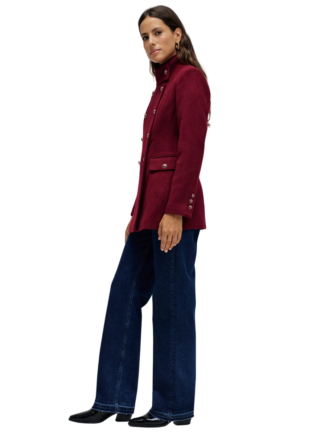 Abrigo De Paño Corto Salsa Jeans Burdeos | Bicos de Fío