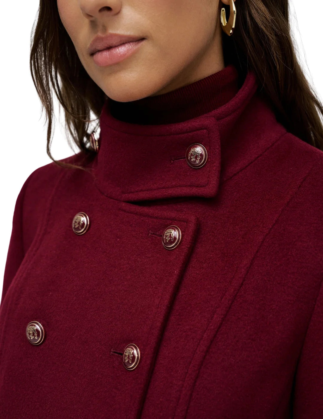 Abrigo De Paño Corto Salsa Jeans Burdeos | Bicos de Fío