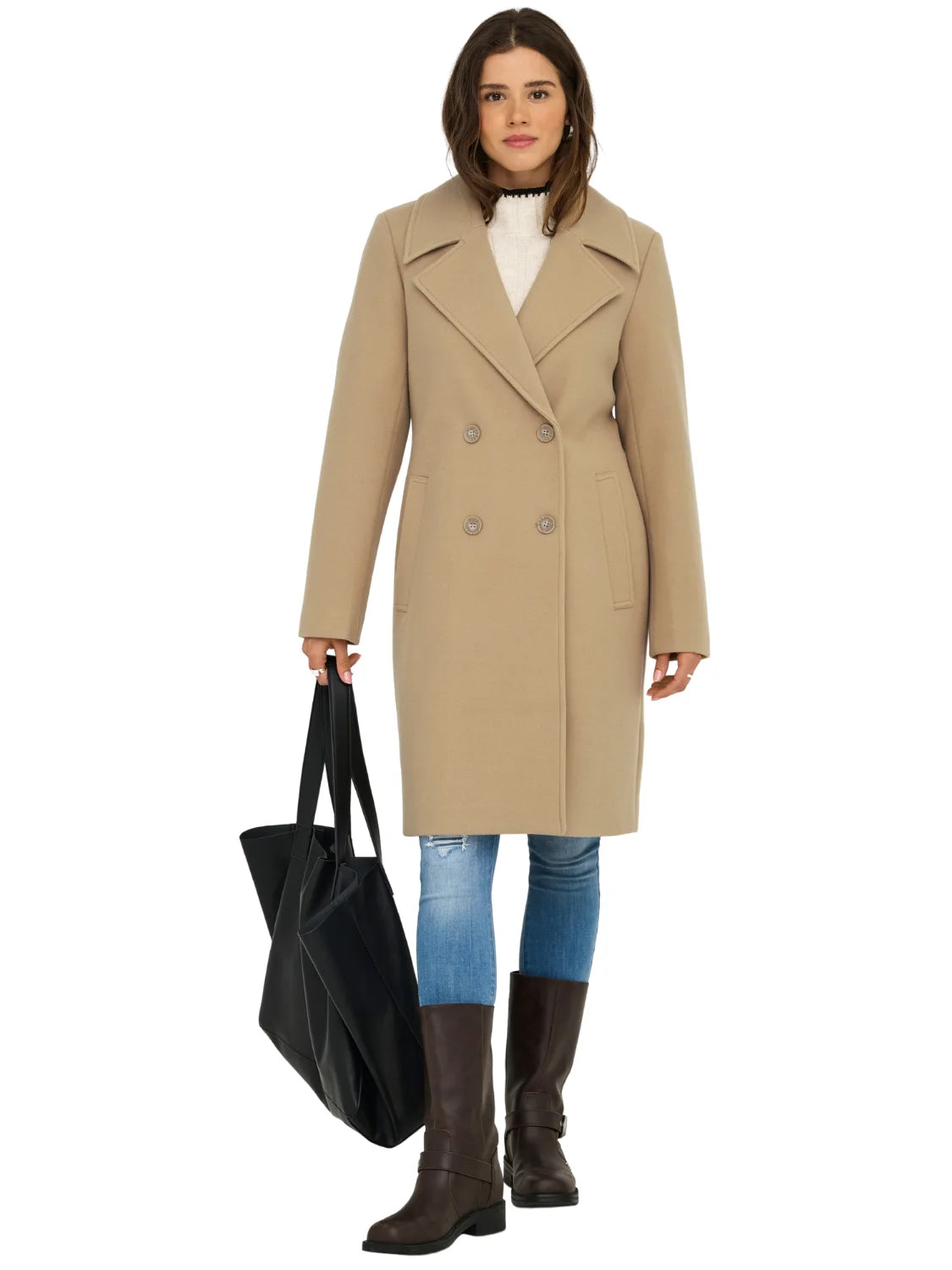 Abrigo Paño ONLY Adina Camel | Bicos de Fío