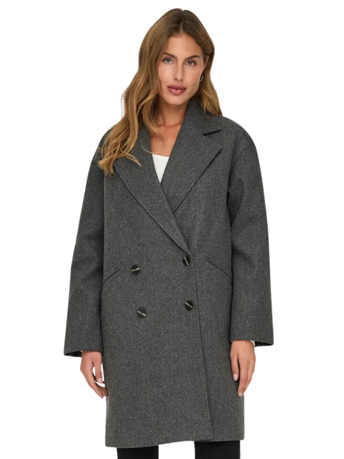 Abrigo Paño Oversize ONLY Blake Gris | Bicos de Fío