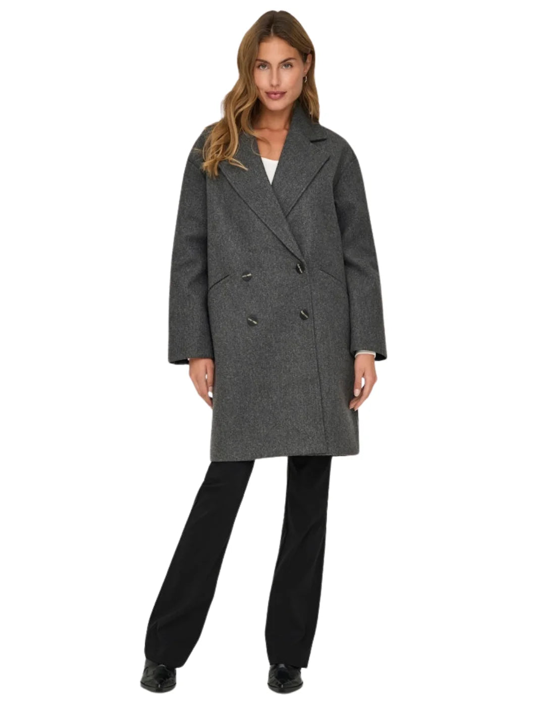 Abrigo Paño Oversize ONLY Blake Gris | Bicos de Fío