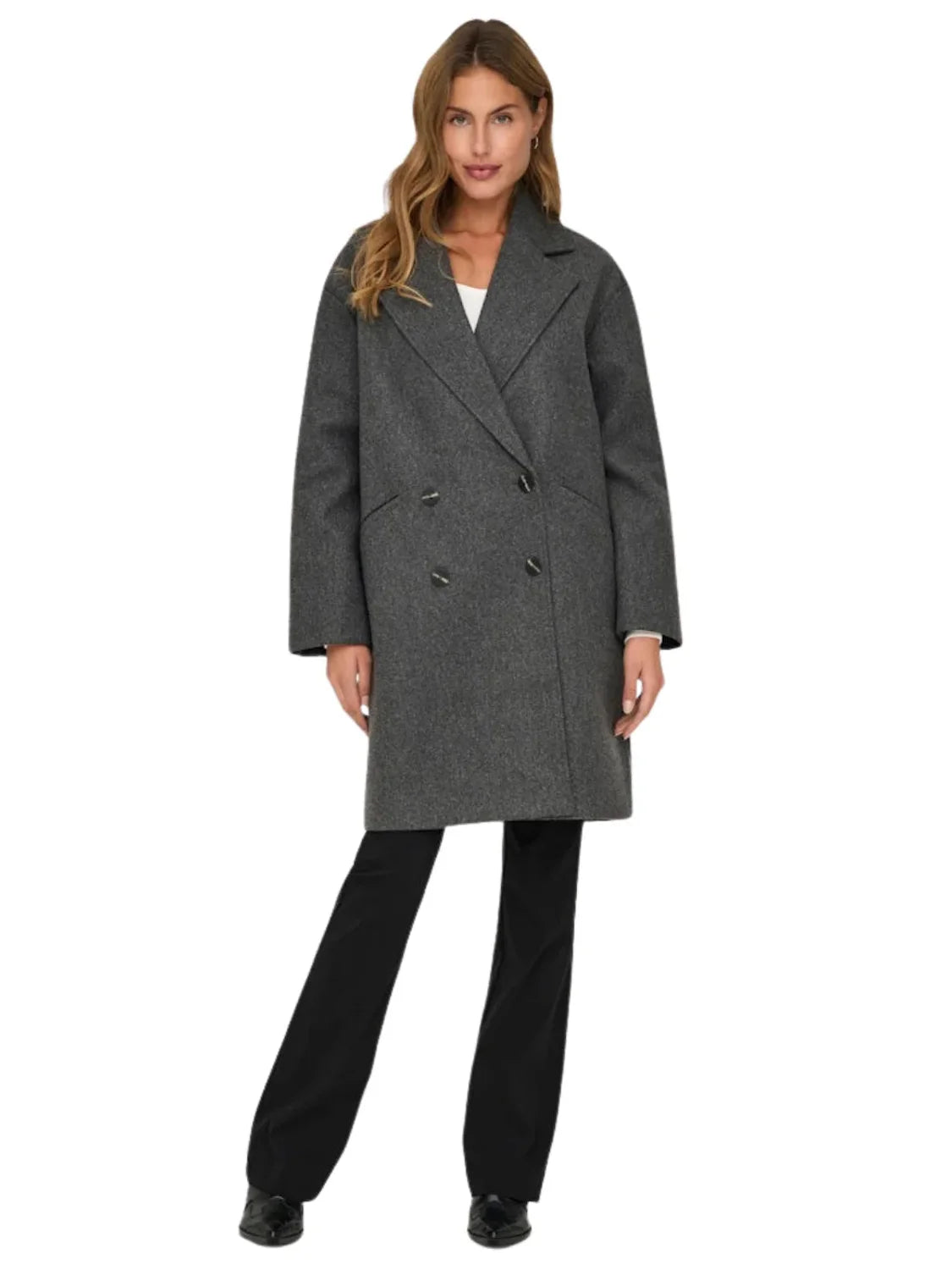 Abrigo Paño Oversize ONLY Blake Gris | Bicos de Fío