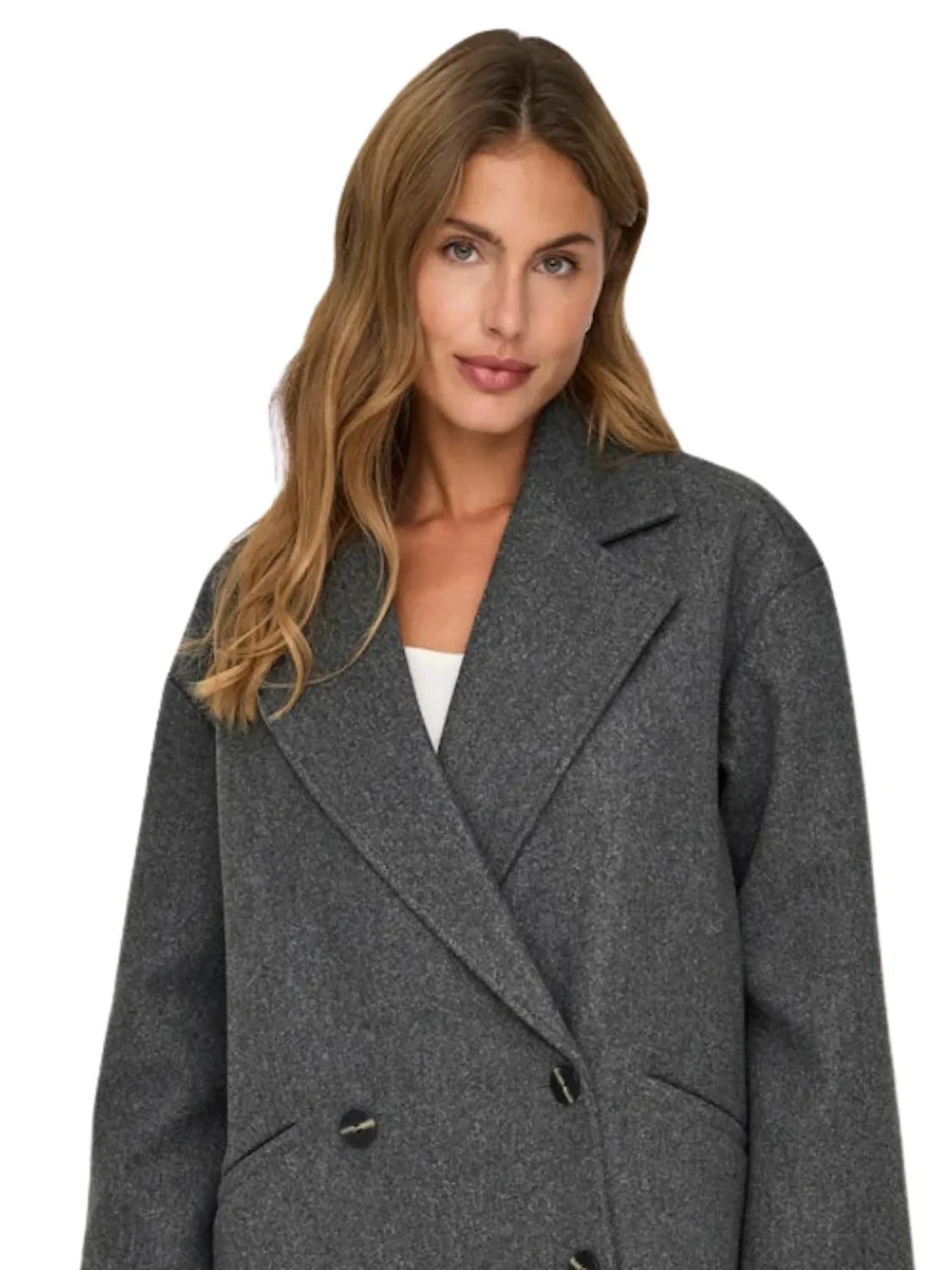 Abrigo Paño Oversize ONLY Blake Gris | Bicos de Fío