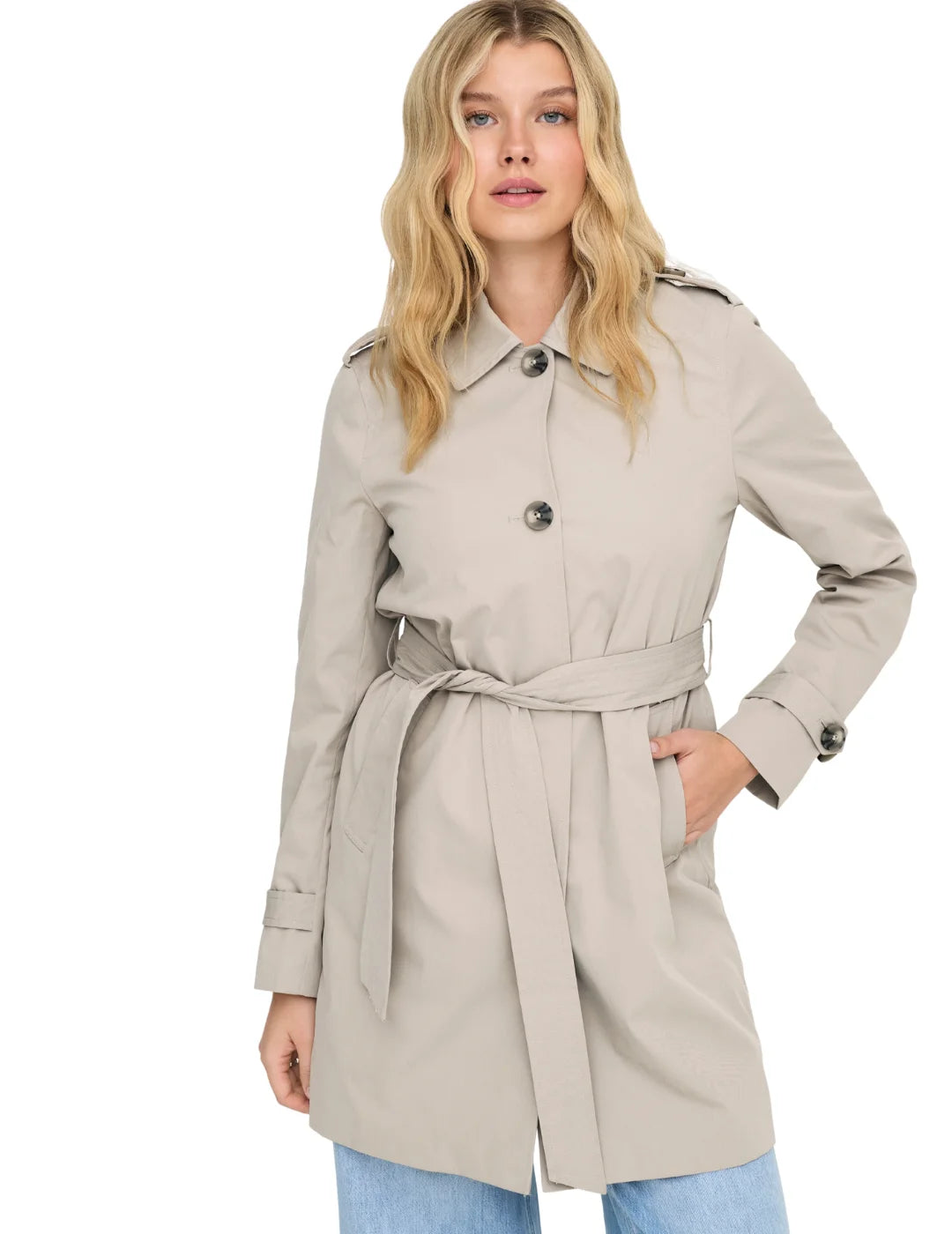 Abrigo Trench ONLY Disa Beige | Bicos de Fío