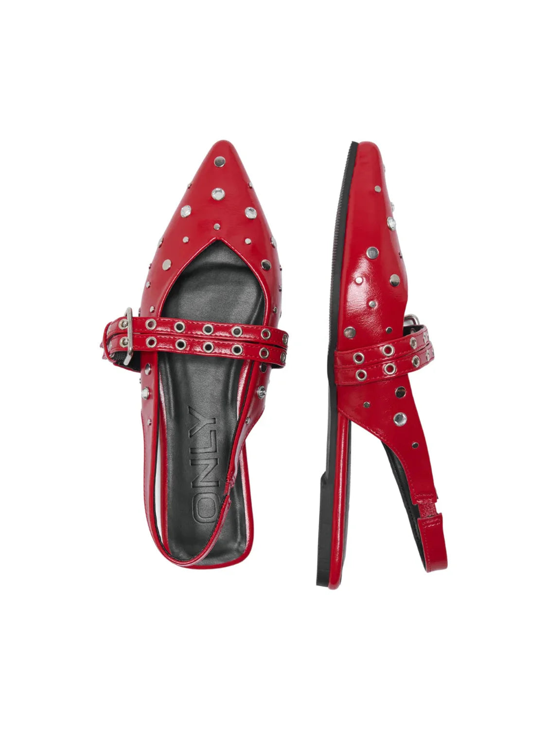 Bailarina Tachas Hebilla ONLY Laura Rojo | Bicos de Fío