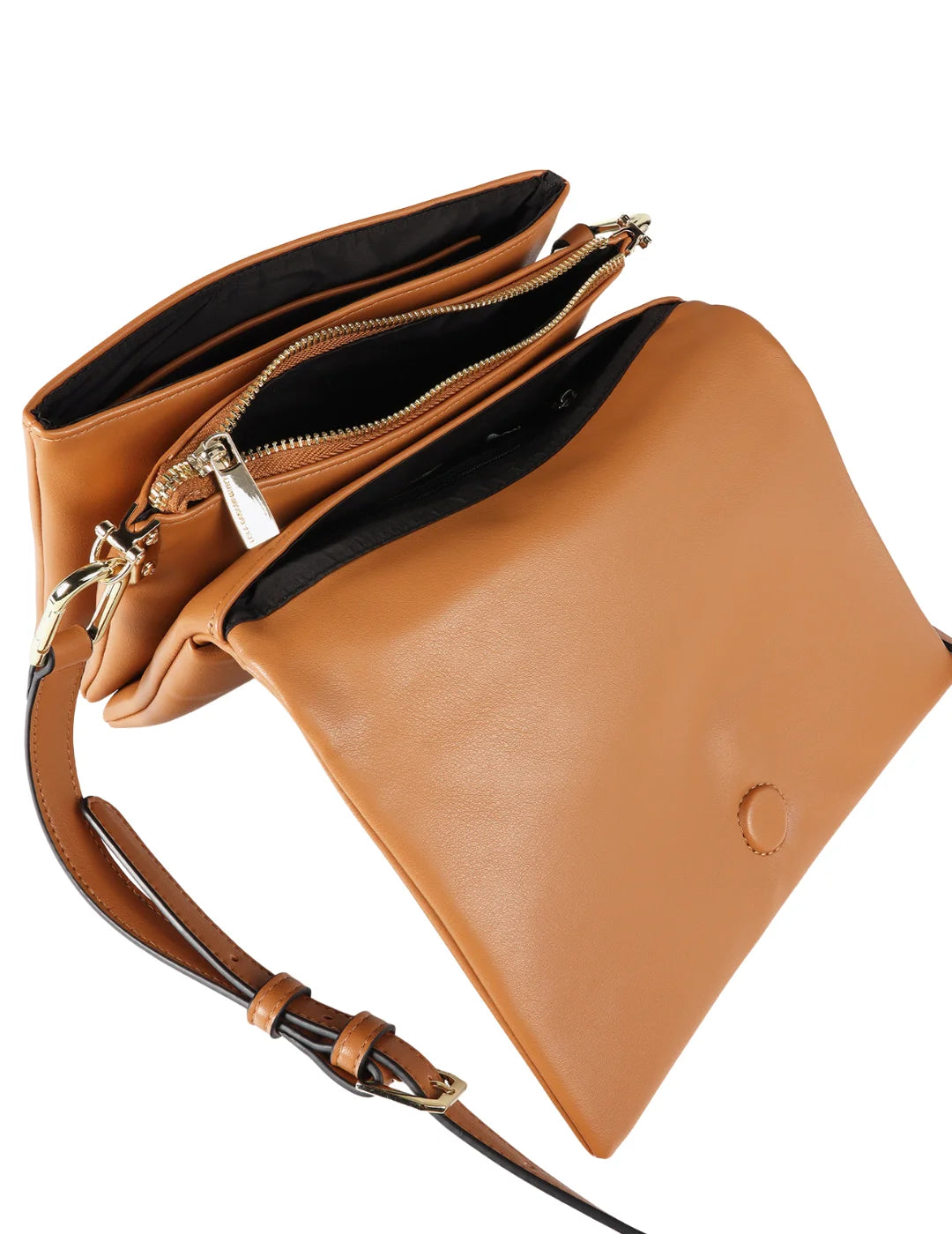 Bandolera Efecto Piel Solapa Lola Casademunt Camel | Bicos de Fío