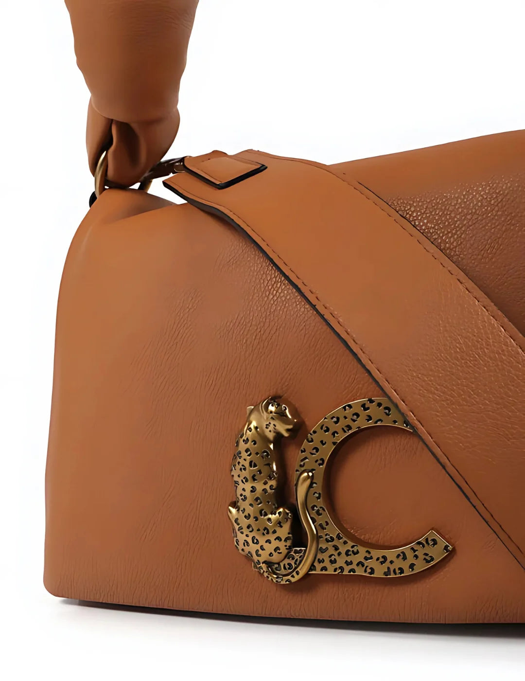 Bandolera Lola Casademunt Logo Leopardo Marrón | Bicos de Fío