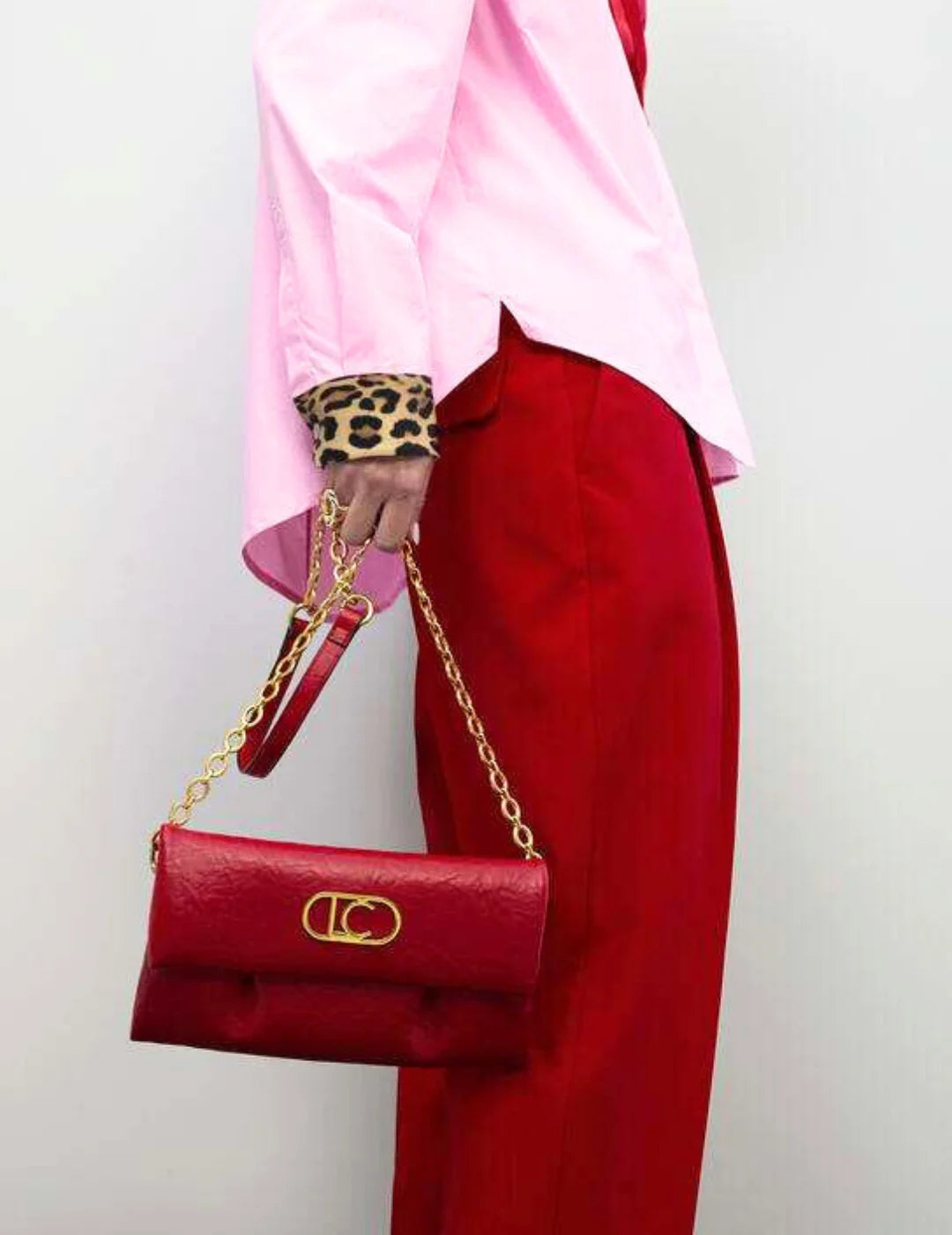 Bandolera Solapa Pliegues Lola Casademunt Rojo | Bicos de Fío