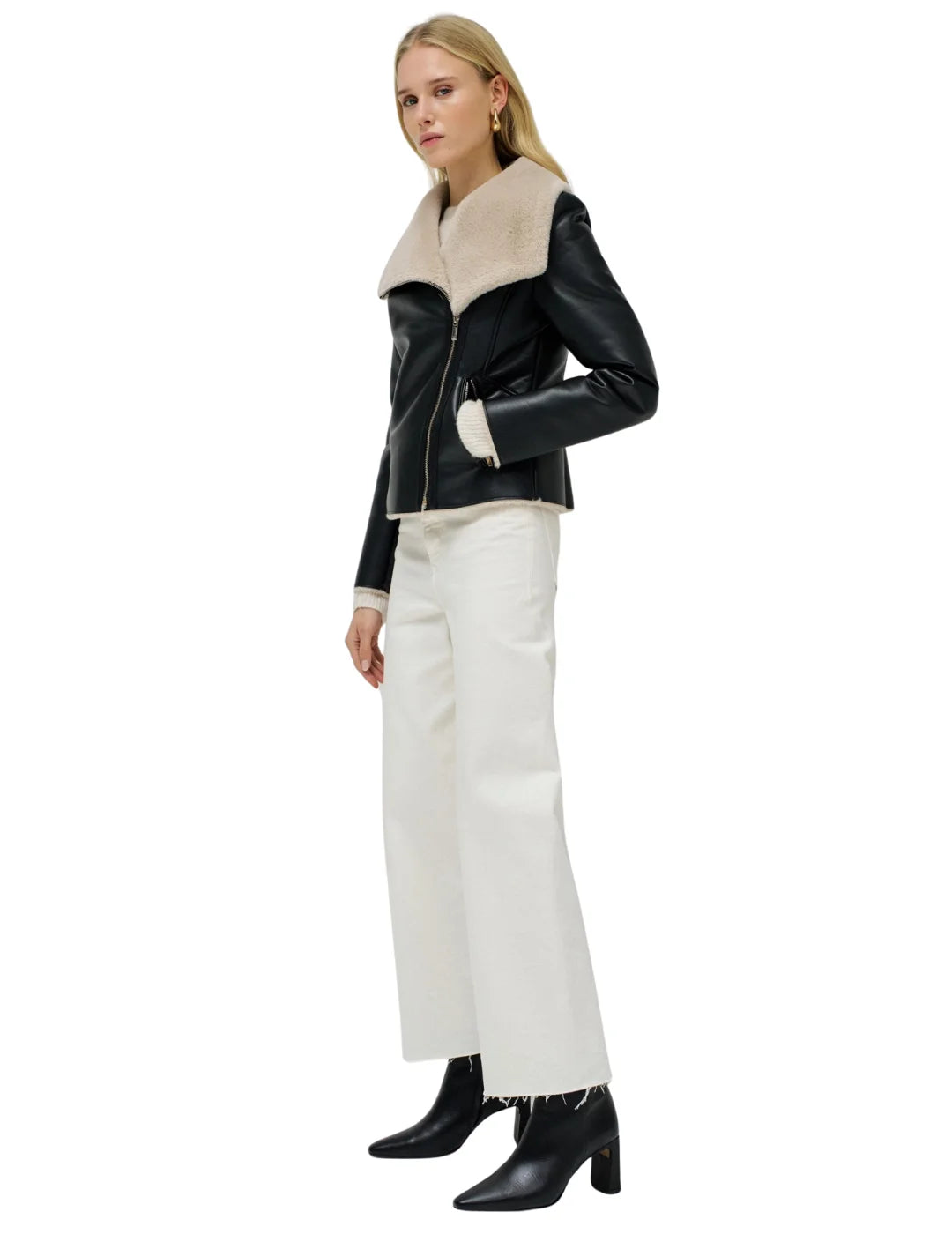 Biker Shearling Salsa Jeans Negro | Bicos de Fío