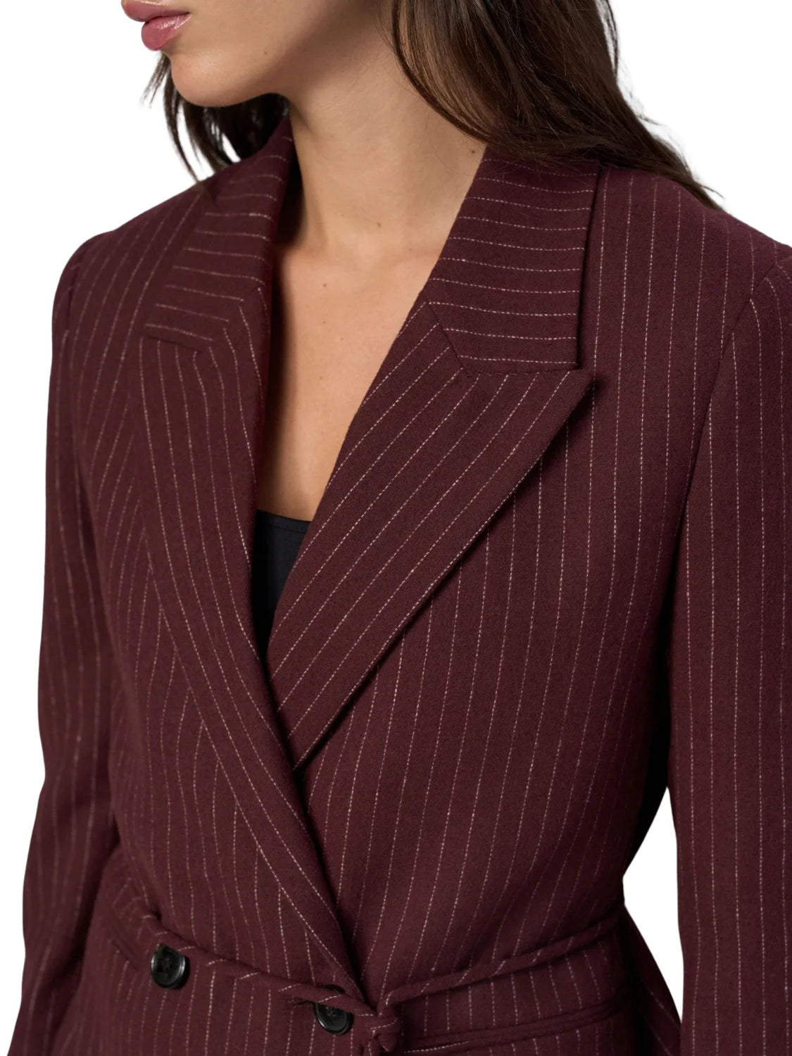 Blazer Cinturón Salsa Jeans Rayas Burdeos | Bicos de Fío