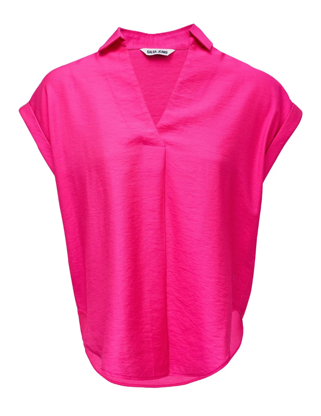 Blusa Escote Plisado Salsa Jeans Fucsia | Bicos de Fío