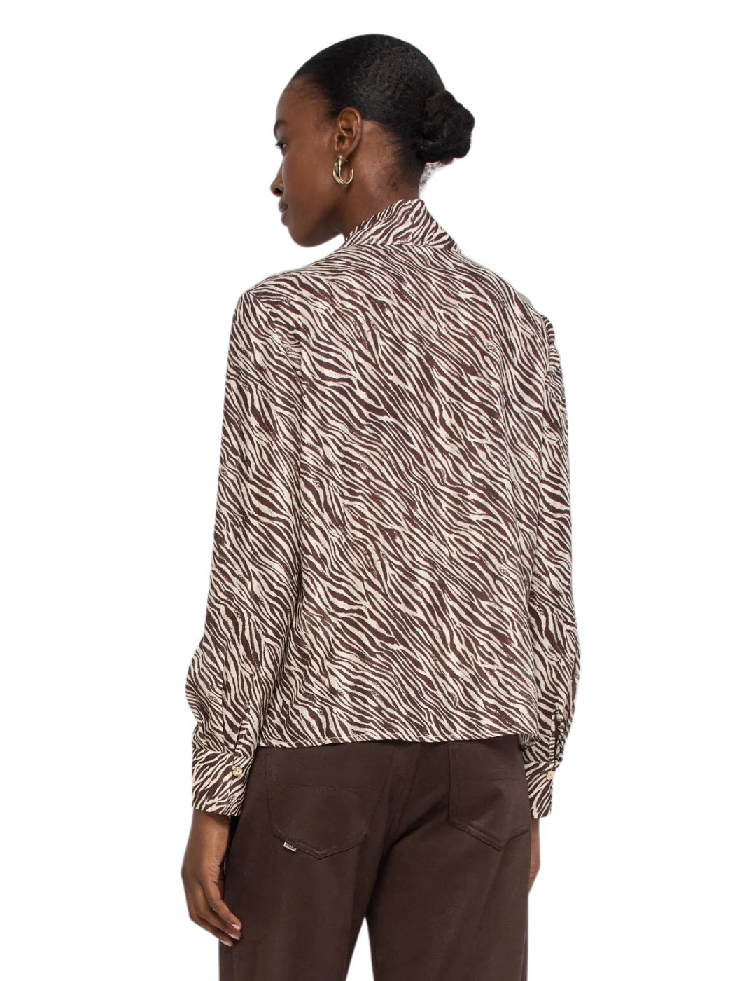 Blusa Lazo Cuello Salsa Jeans Animal Print Arena | Bicos de Fío
