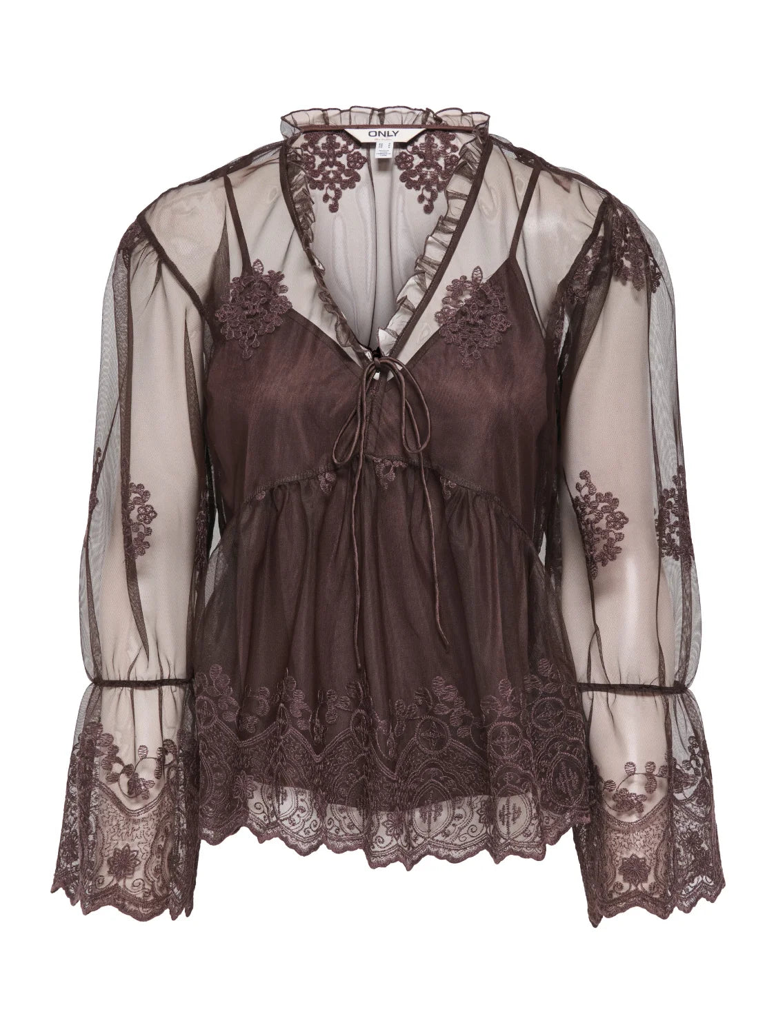 Blusa ONLY Camy Marrón | Bicos de Fío