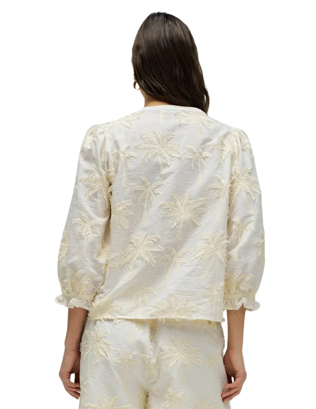 Blusa Palmeras 3D Salsa Jeans Beige | Bicos de Fío