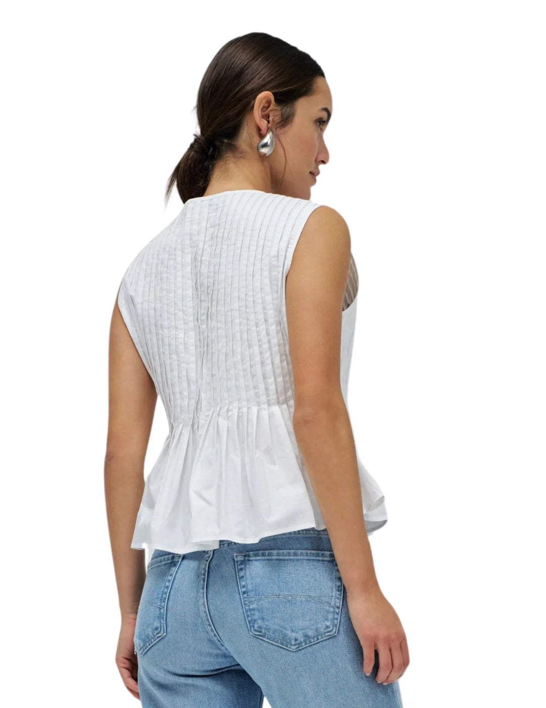 Blusa Plisada Salsa Jeans Blanco | Bicos de Fío