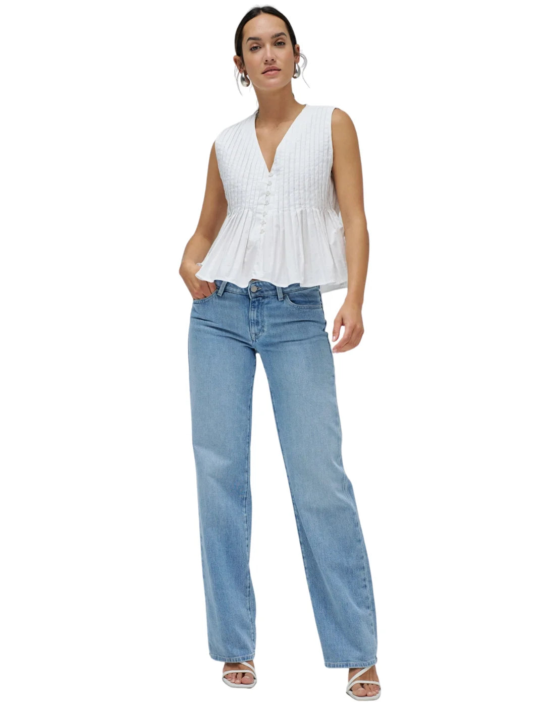 Blusa Plisada Salsa Jeans Blanco | Bicos de Fío