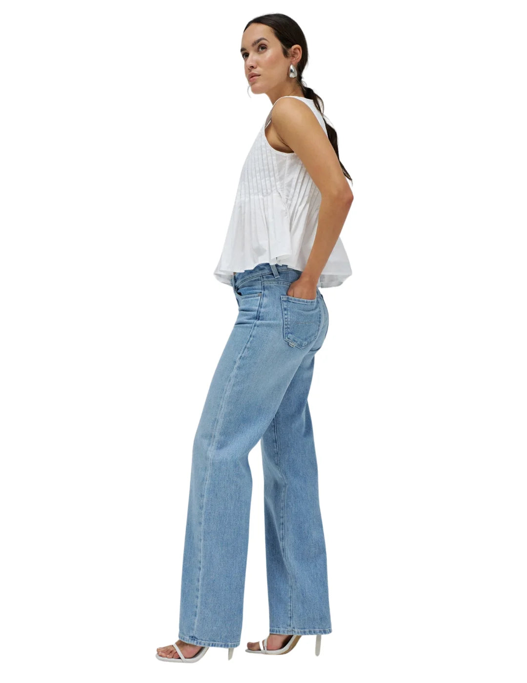 Blusa Plisada Salsa Jeans Blanco | Bicos de Fío