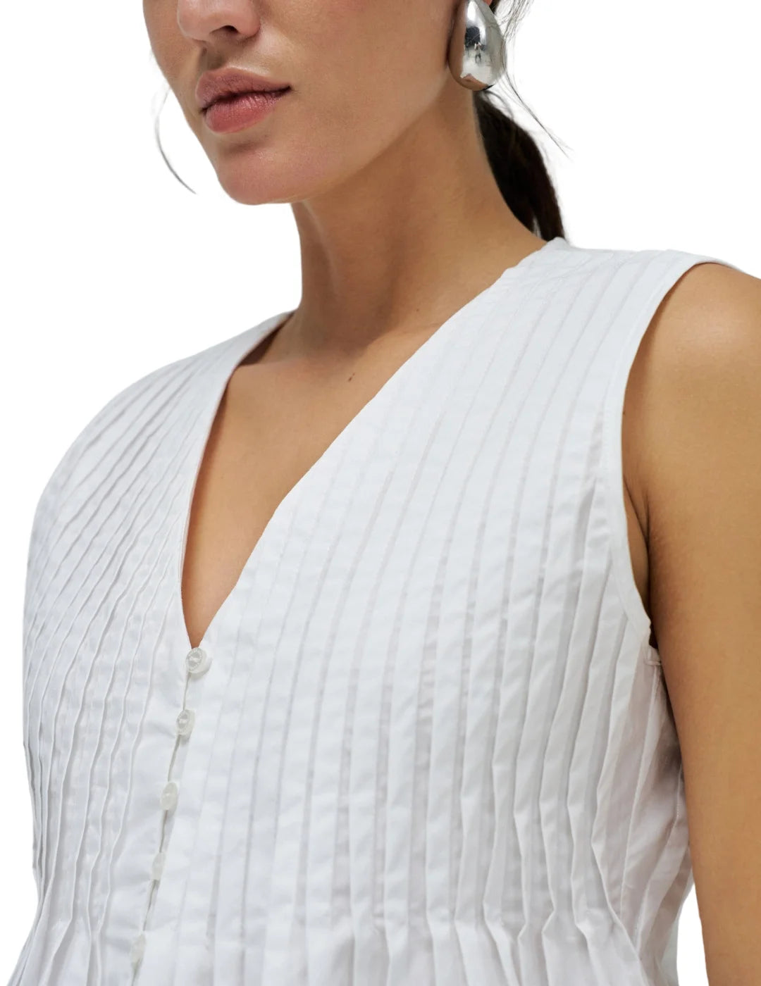 Blusa Plisada Salsa Jeans Blanco | Bicos de Fío