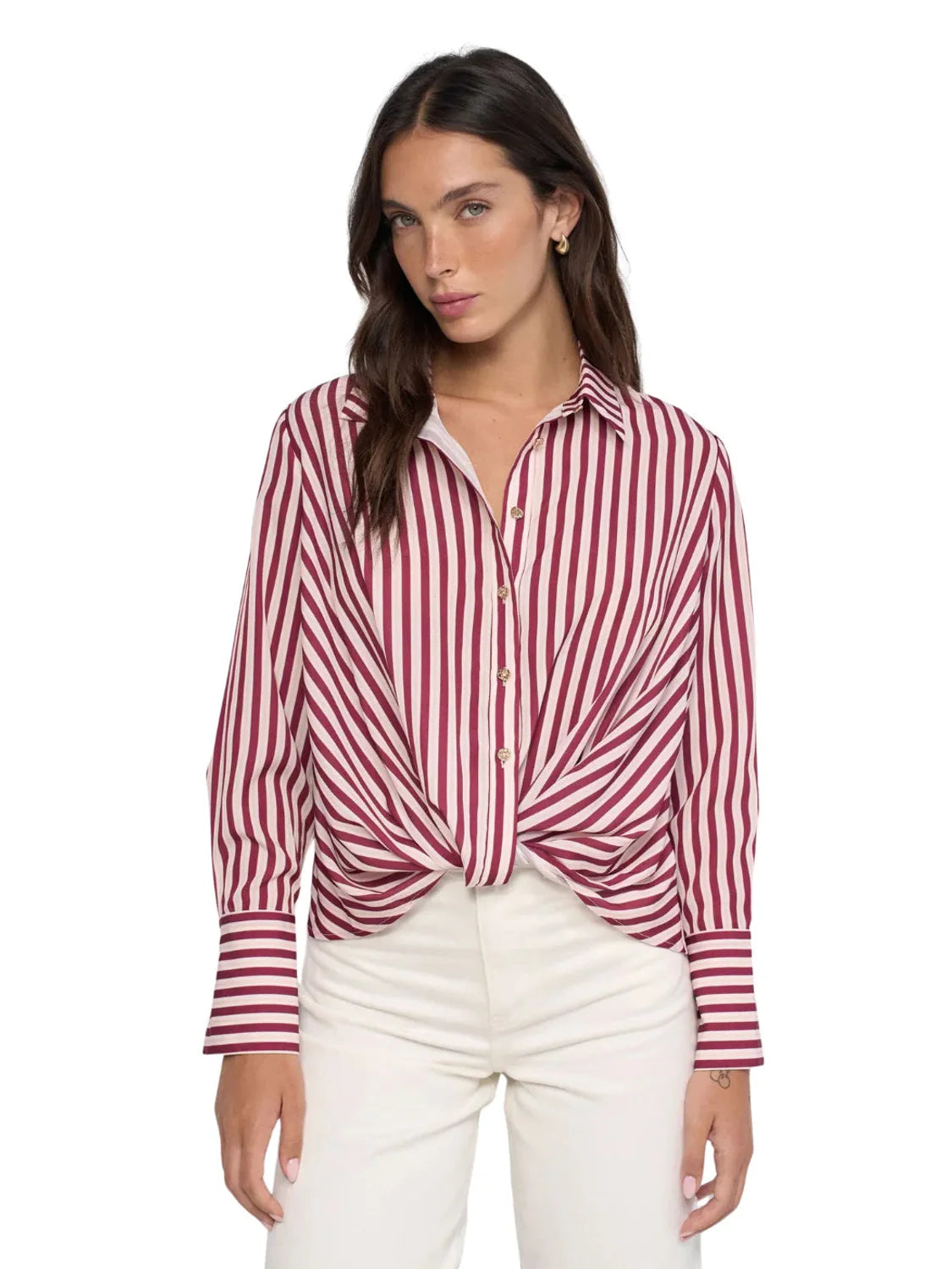 Blusa Satinada Rayas Salsa Jeans Granate | Bicos de Fío