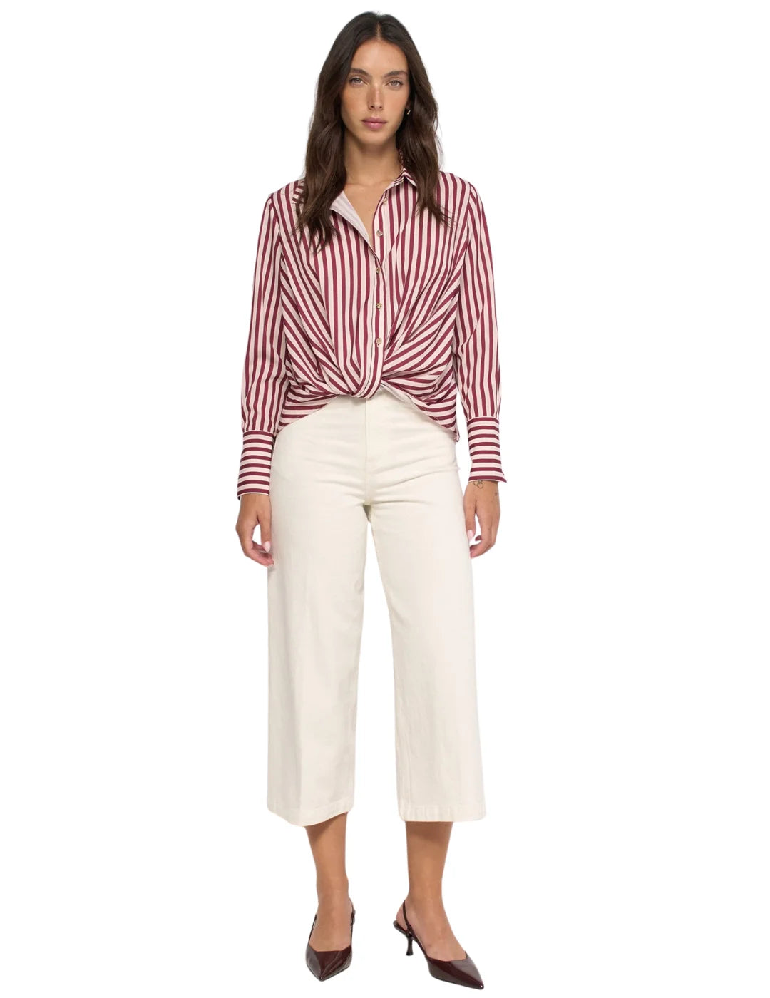 Blusa Satinada Rayas Salsa Jeans Granate | Bicos de Fío