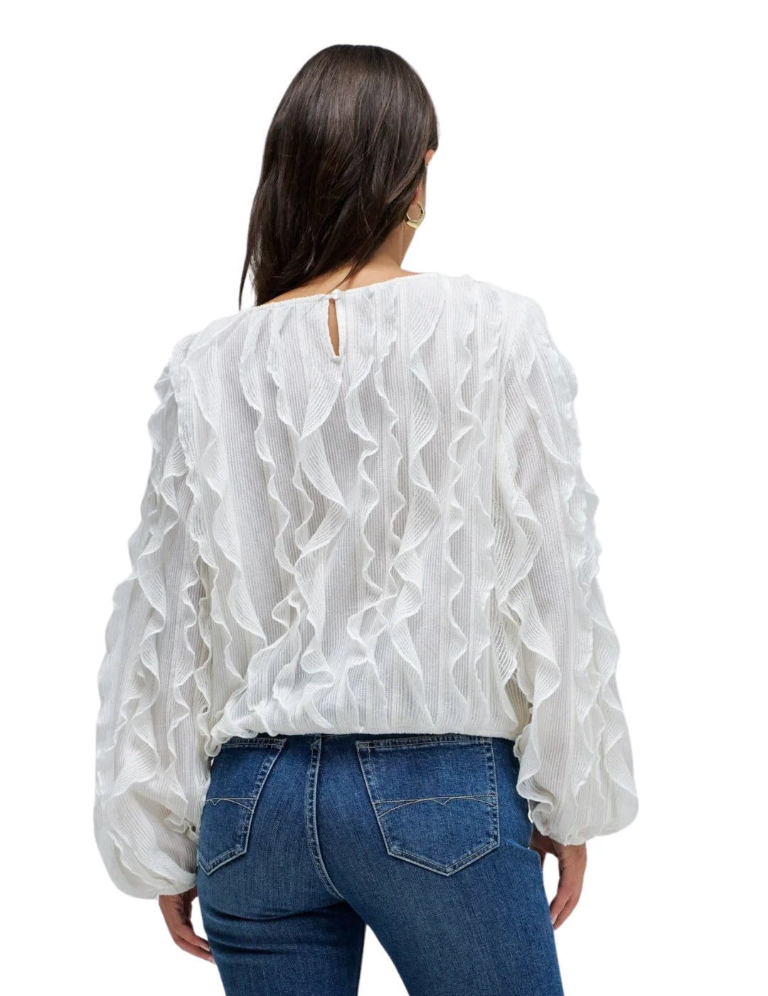 Blusa Volantes Salsa Jeans Blanco | Bicos de Fío