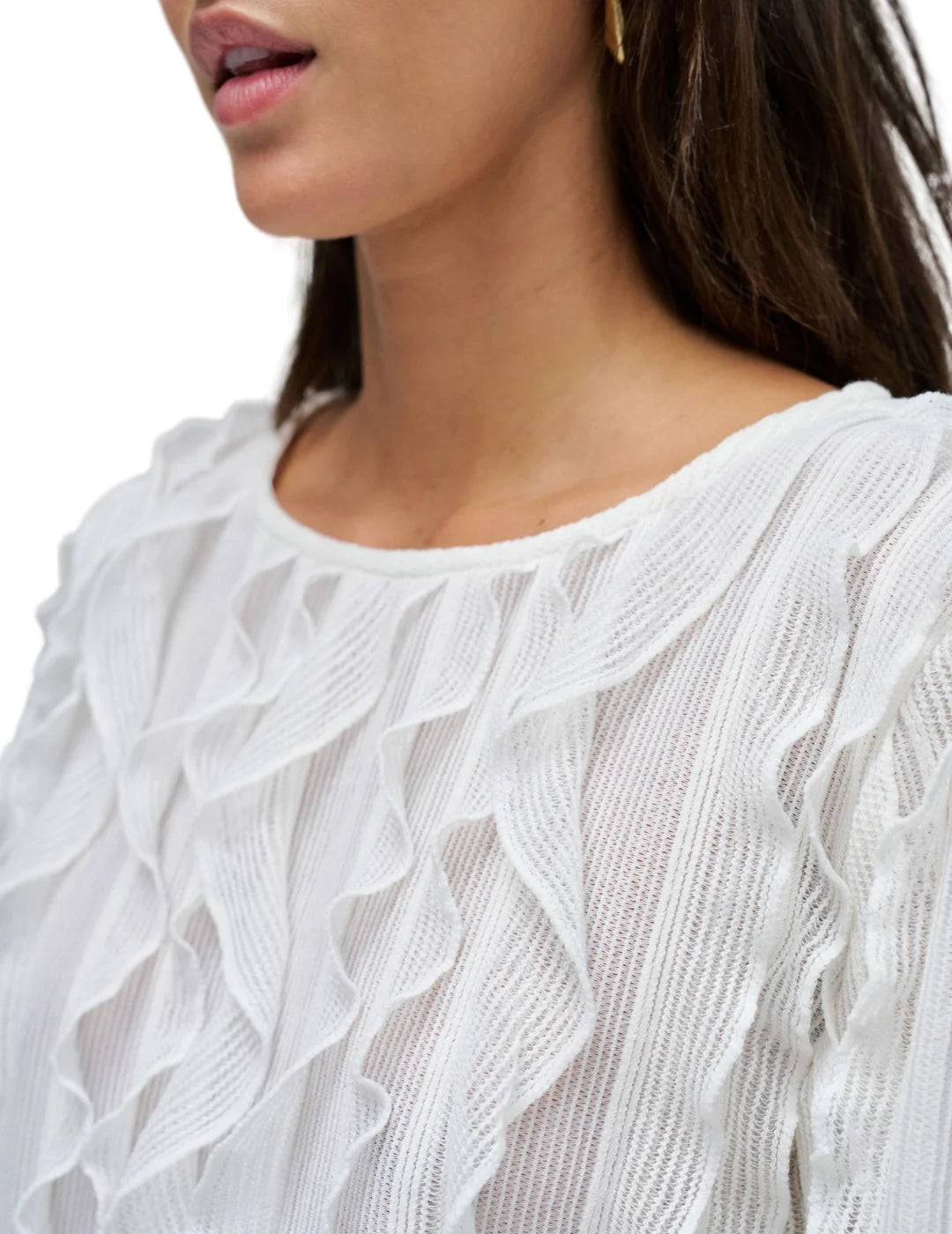 Blusa Volantes Salsa Jeans Blanco | Bicos de Fío