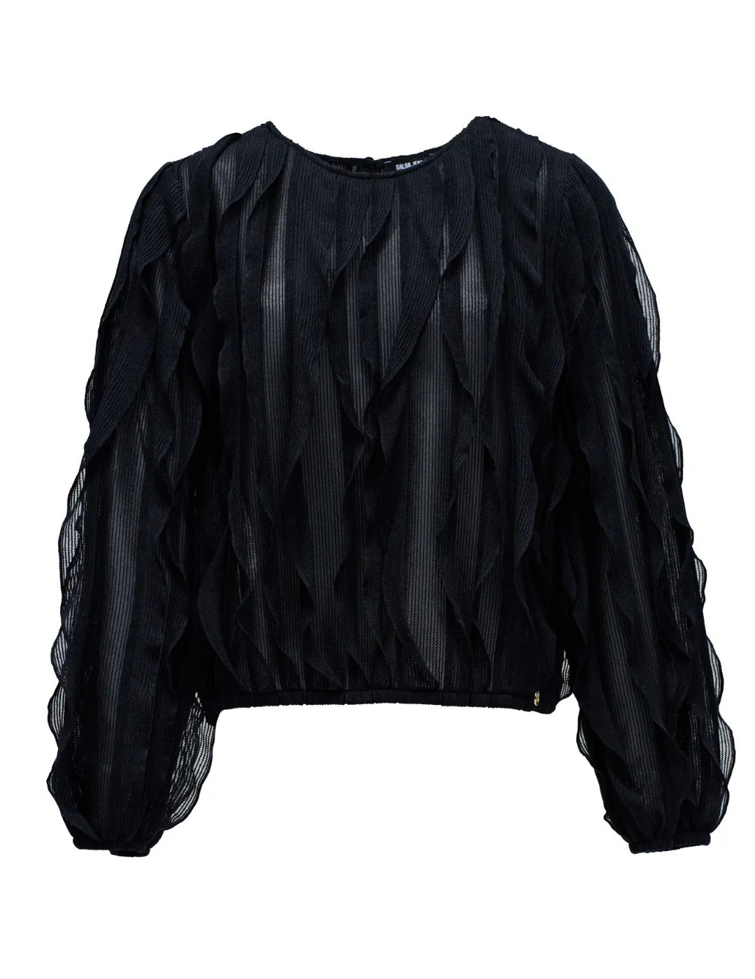 Blusa Volantes Salsa Jeans Negro | Bicos de Fío
