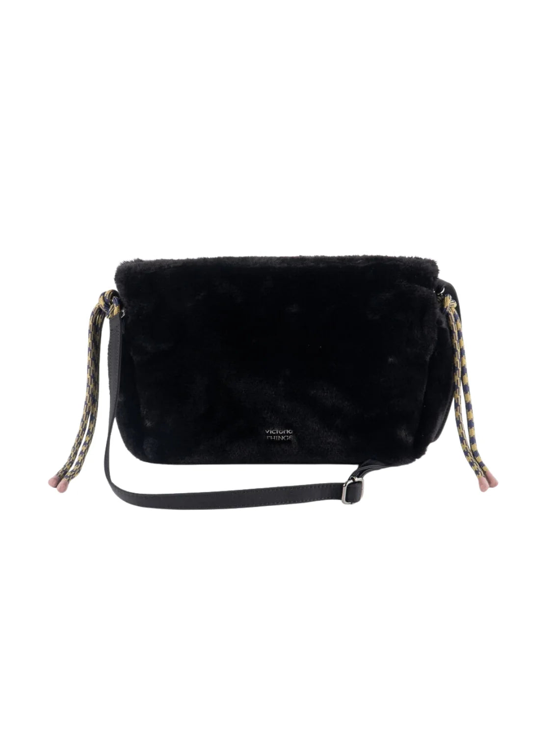 Bolso Bandolera Victoria Pelo Negro | Bicos de Fío