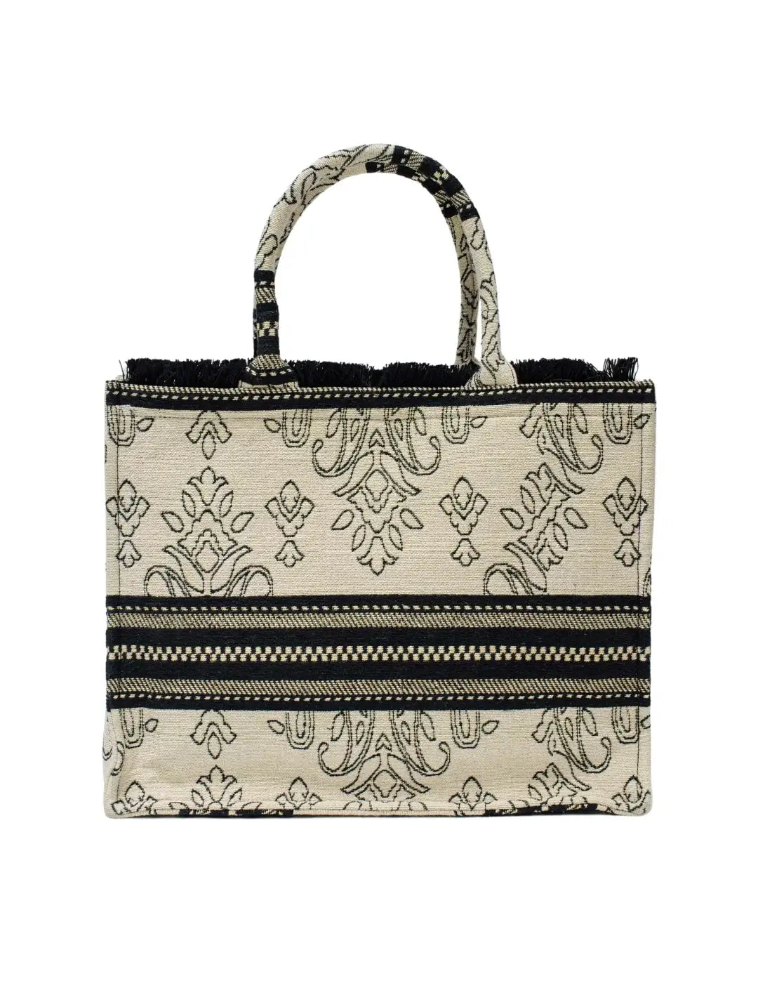 Bolso De Mano Salsa Jeans Bordados Jacquard Beige | Bicos de Fío