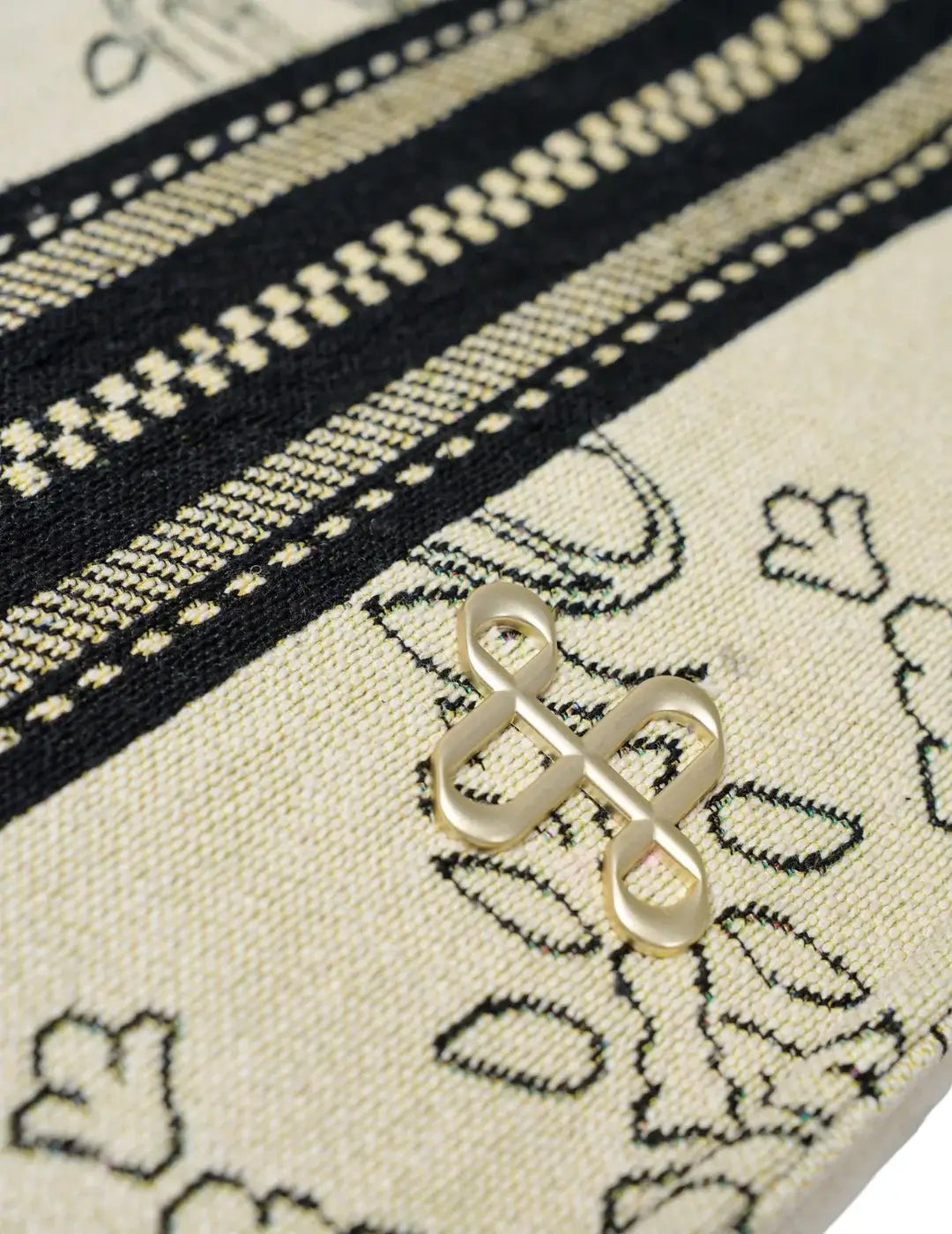 Bolso De Mano Salsa Jeans Bordados Jacquard Beige | Bicos de Fío