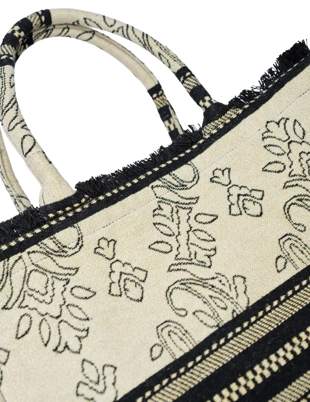 Bolso De Mano Salsa Jeans Bordados Jacquard Beige | Bicos de Fío