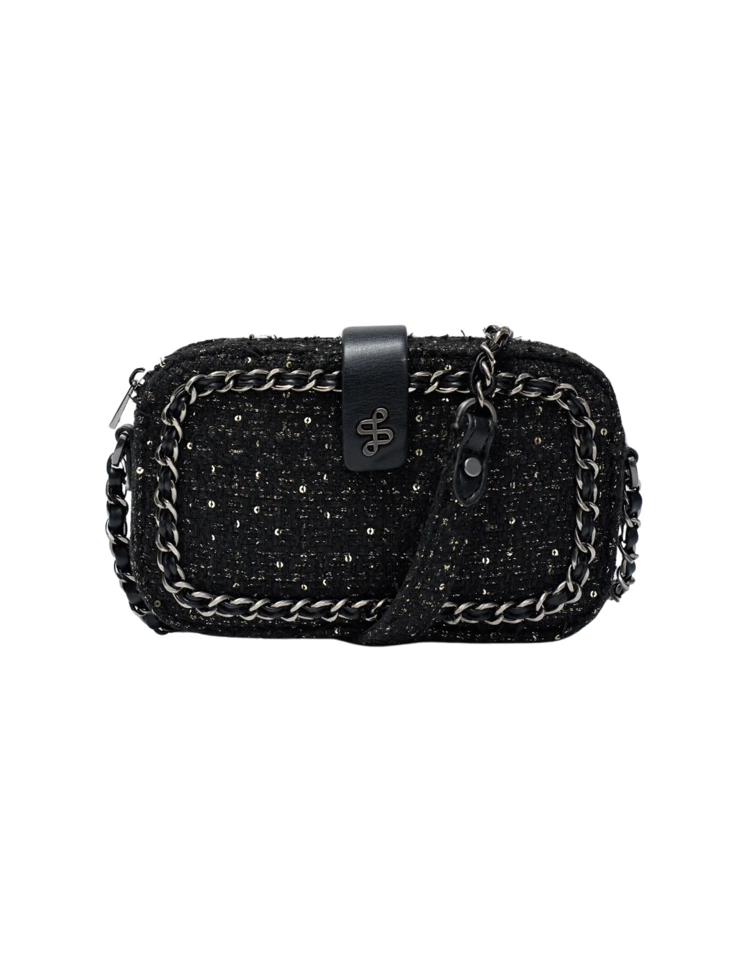 Bolso De Tweed Salsa Jeans Negro | Bicos de Fío