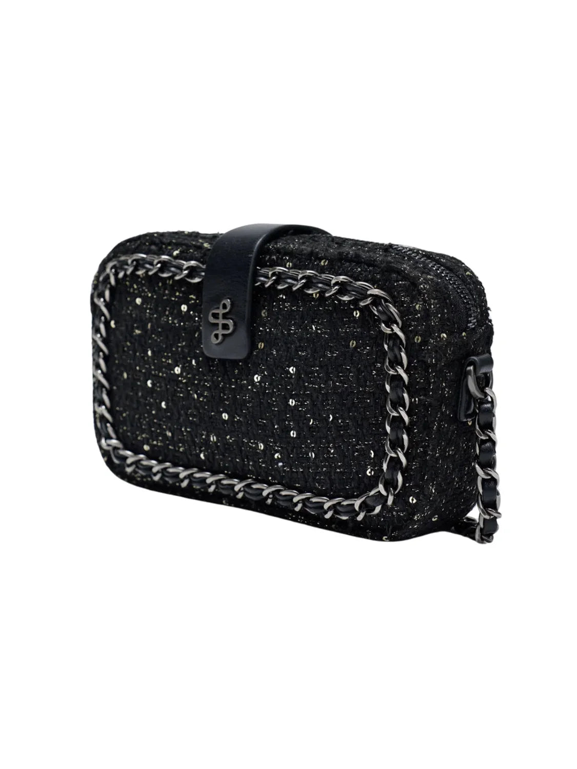 Bolso De Tweed Salsa Jeans Negro | Bicos de Fío