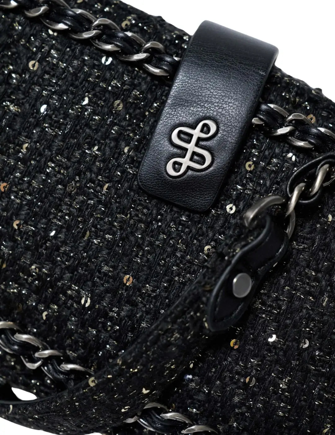 Bolso De Tweed Salsa Jeans Negro | Bicos de Fío