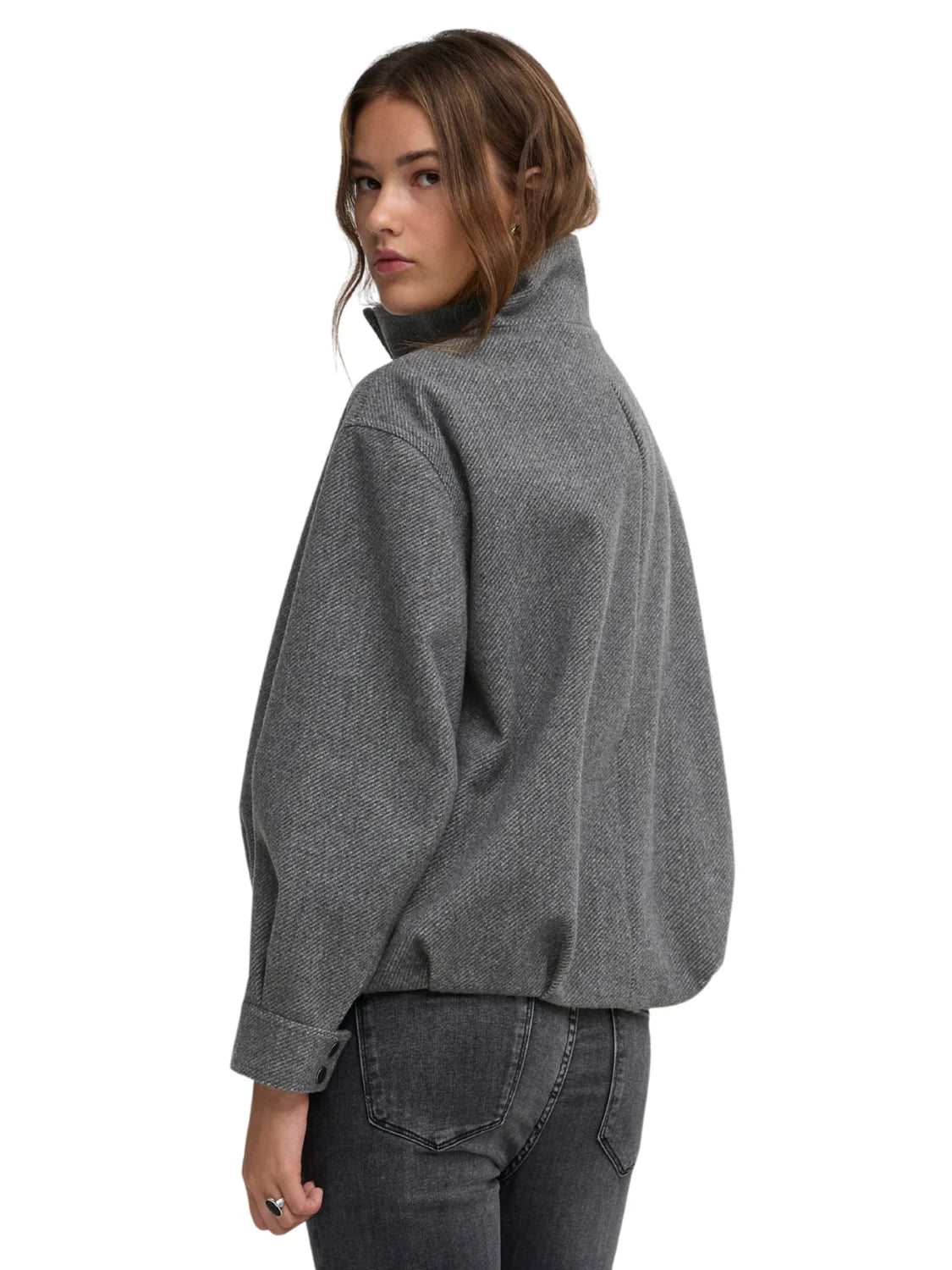 Bomber Cuello Alto ONLY Asta Gris | Bicos de Fío