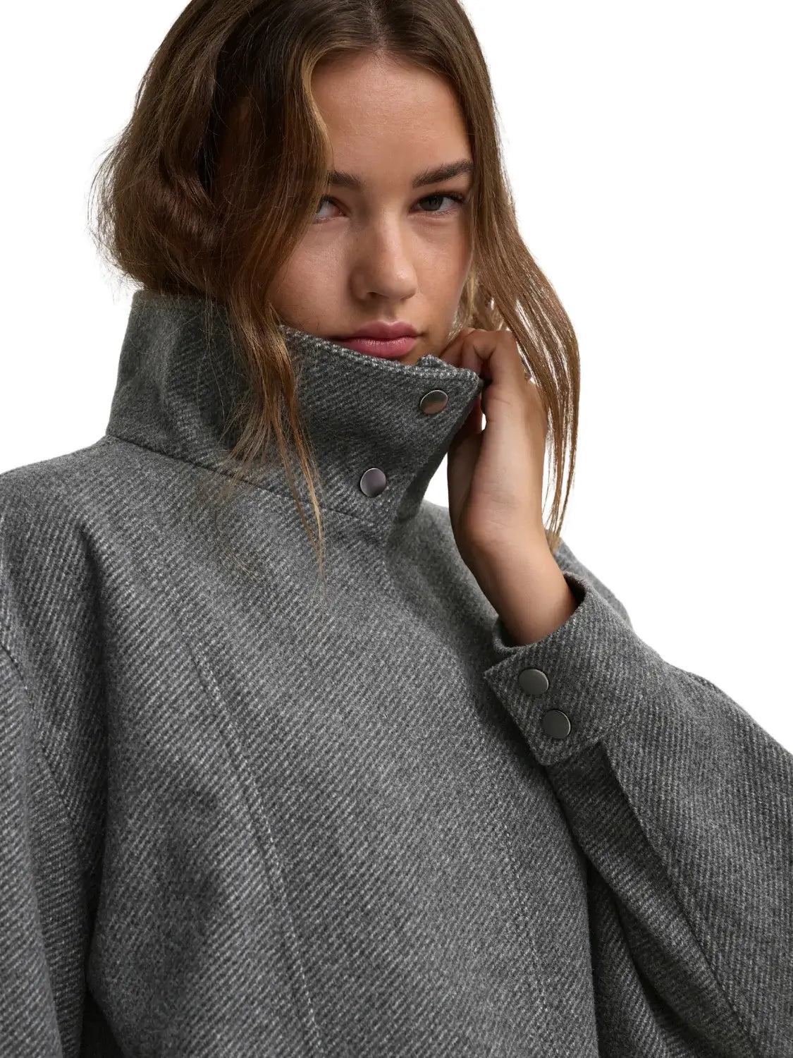 Bomber Cuello Alto ONLY Asta Gris | Bicos de Fío