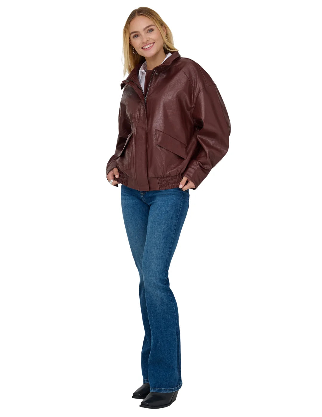 Bomber Polipiel ONLY Julia Granate | Bicos de Fío