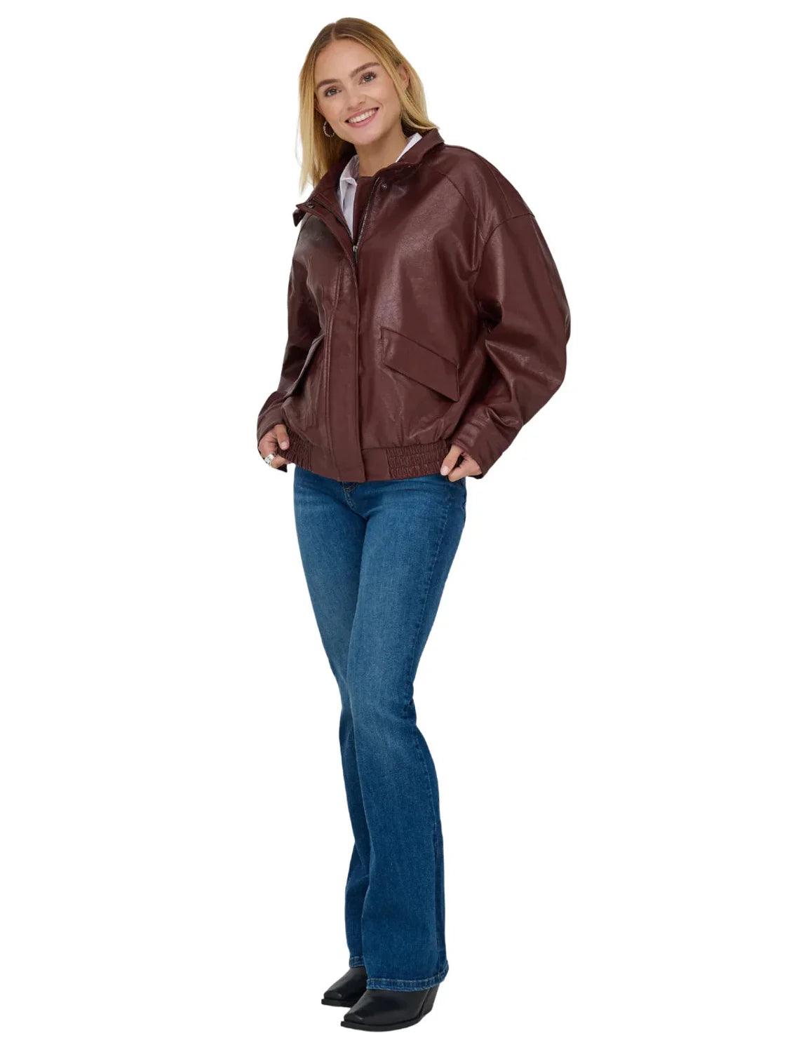 Bomber Polipiel ONLY Julia Granate | Bicos de Fío