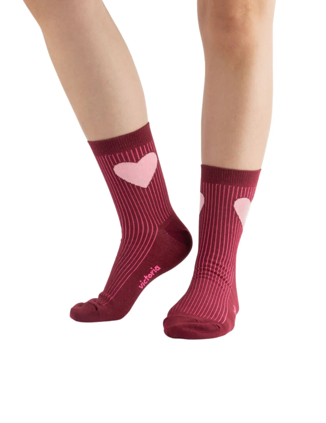 Calcetines Victoria Corazón Burdeos | Bicos de Fío
