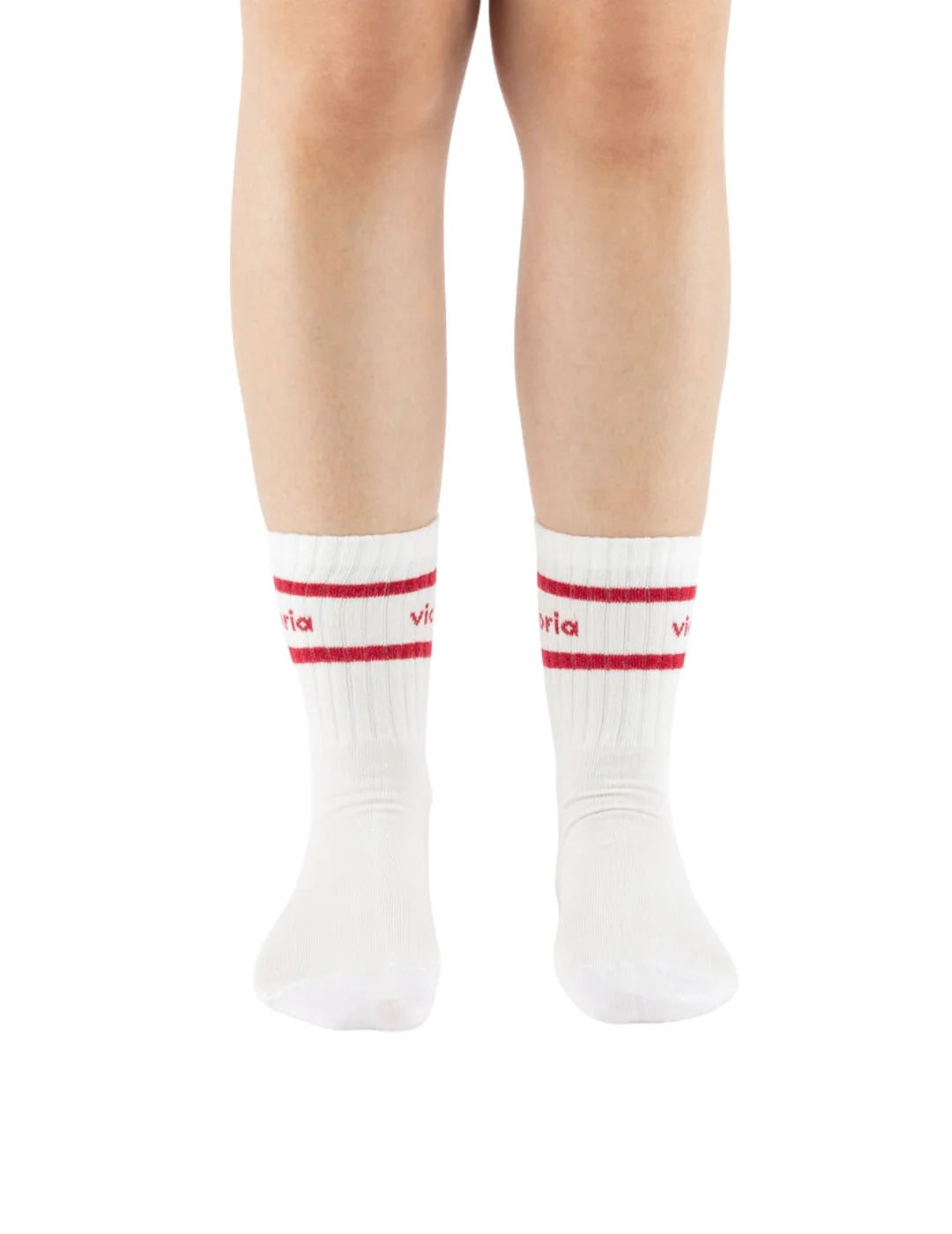 Calcetines Victoria Lurex Franjas Blanco-Rojo | Bicos de Fío