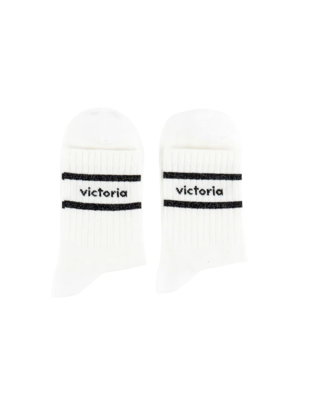 Calcetines Victoria Lurex Franjas Blanco-Negro | Bicos de Fío