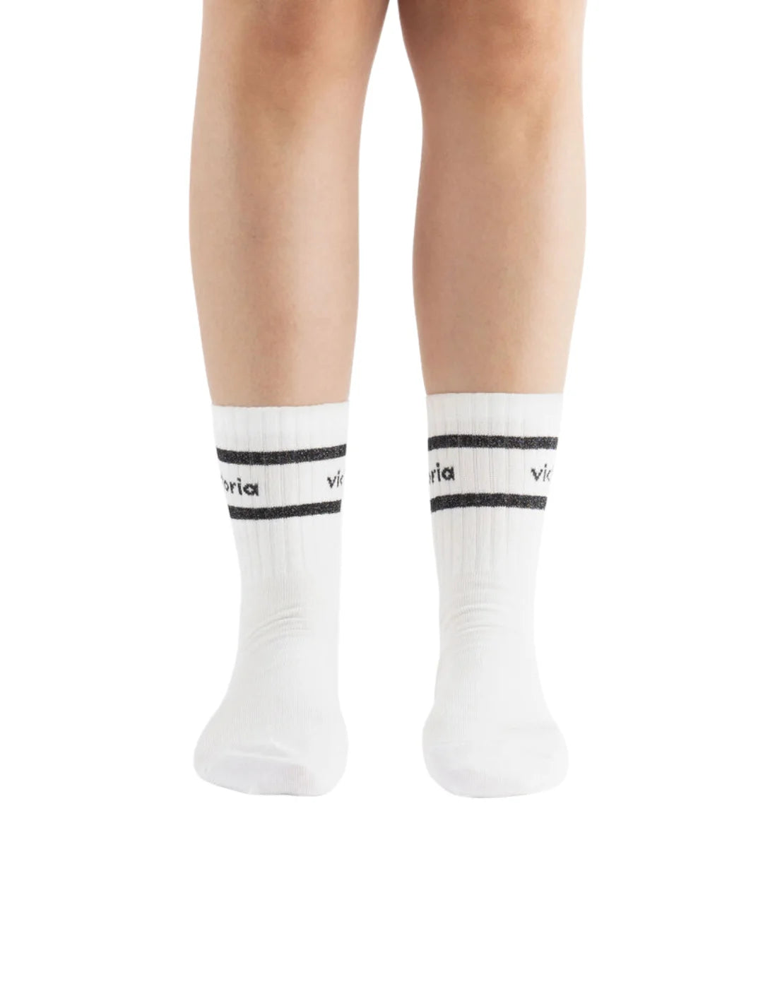 Calcetines Victoria Lurex Franjas Blanco-Negro | Bicos de Fío
