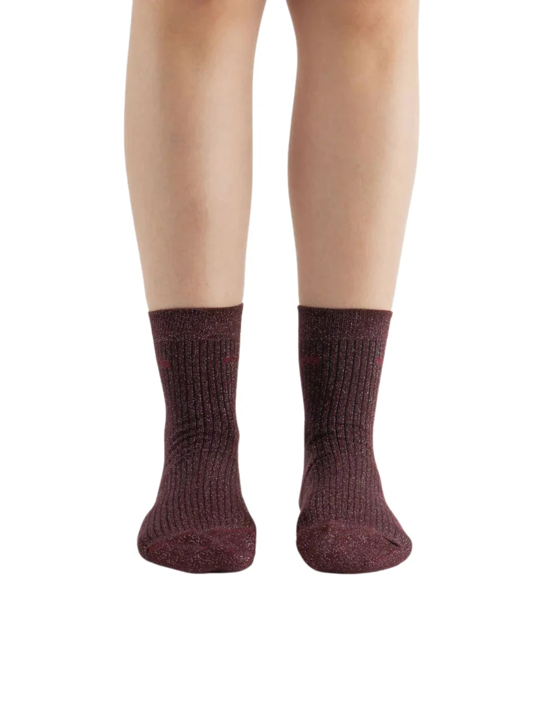 Calcetines Lisos Victoria Lurex Burdeos | Bicos de Fío