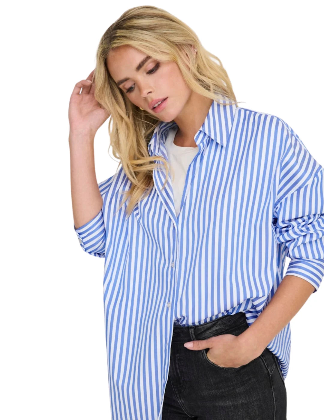Camisa Suelta JDY Vesper Rayas Azul | Bicos de Fío