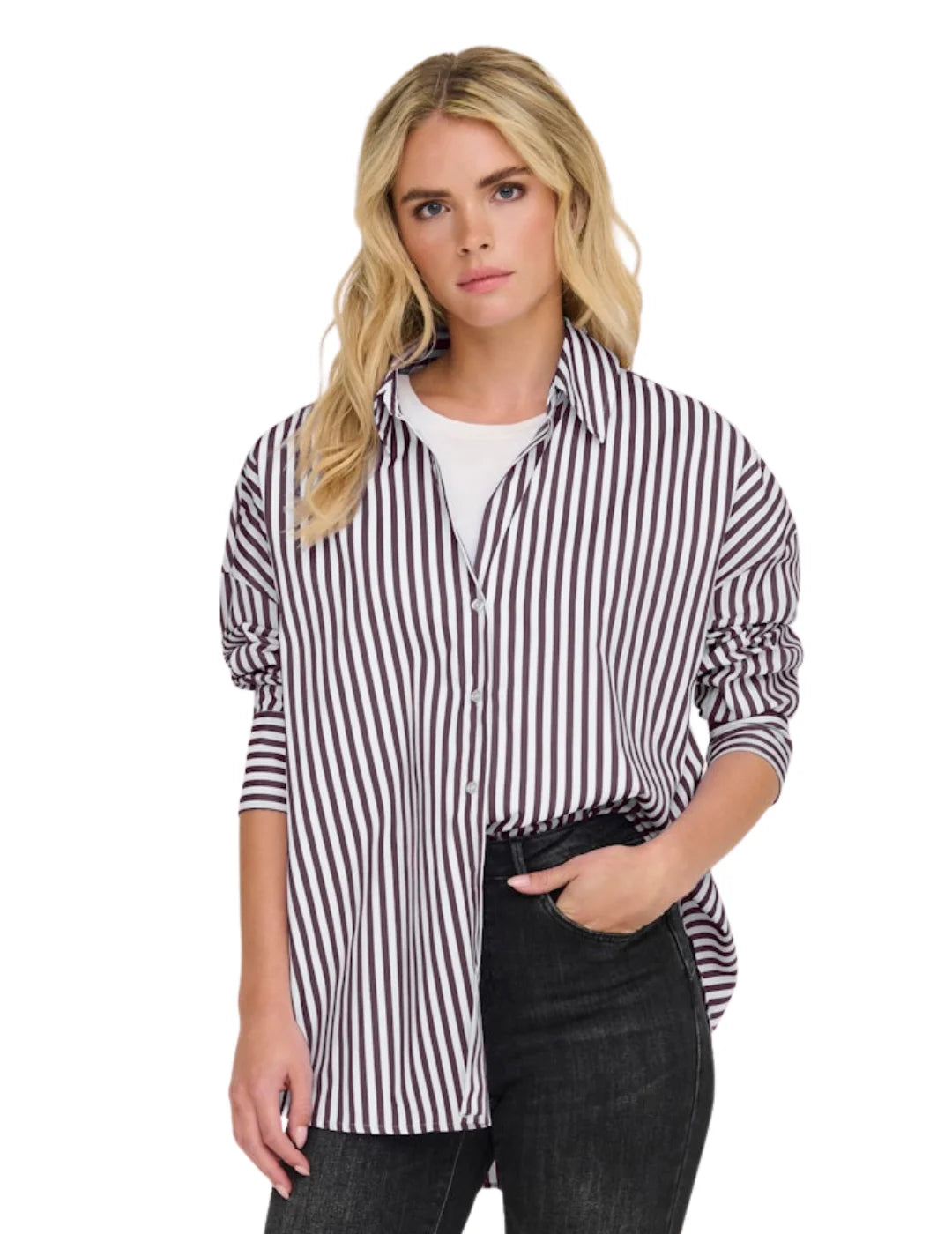 Camisa Suelta JDY Vesper Rayas Gris | Bicos de Fío