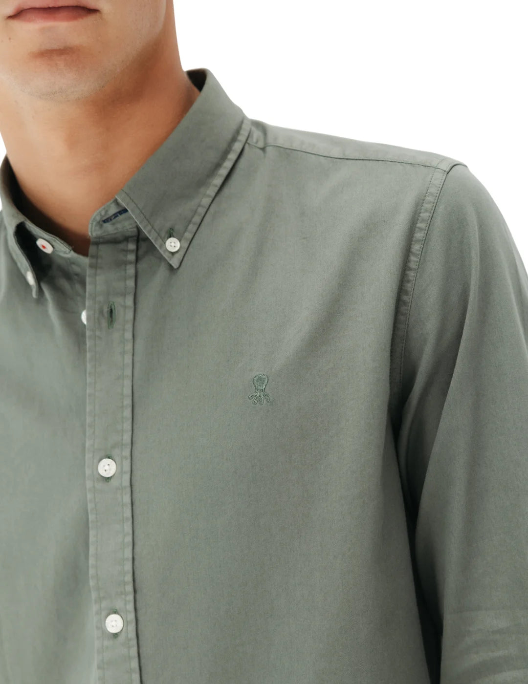 Camisa Casual Sarga El Pulpo Verde Khaki | Bicos de Fío