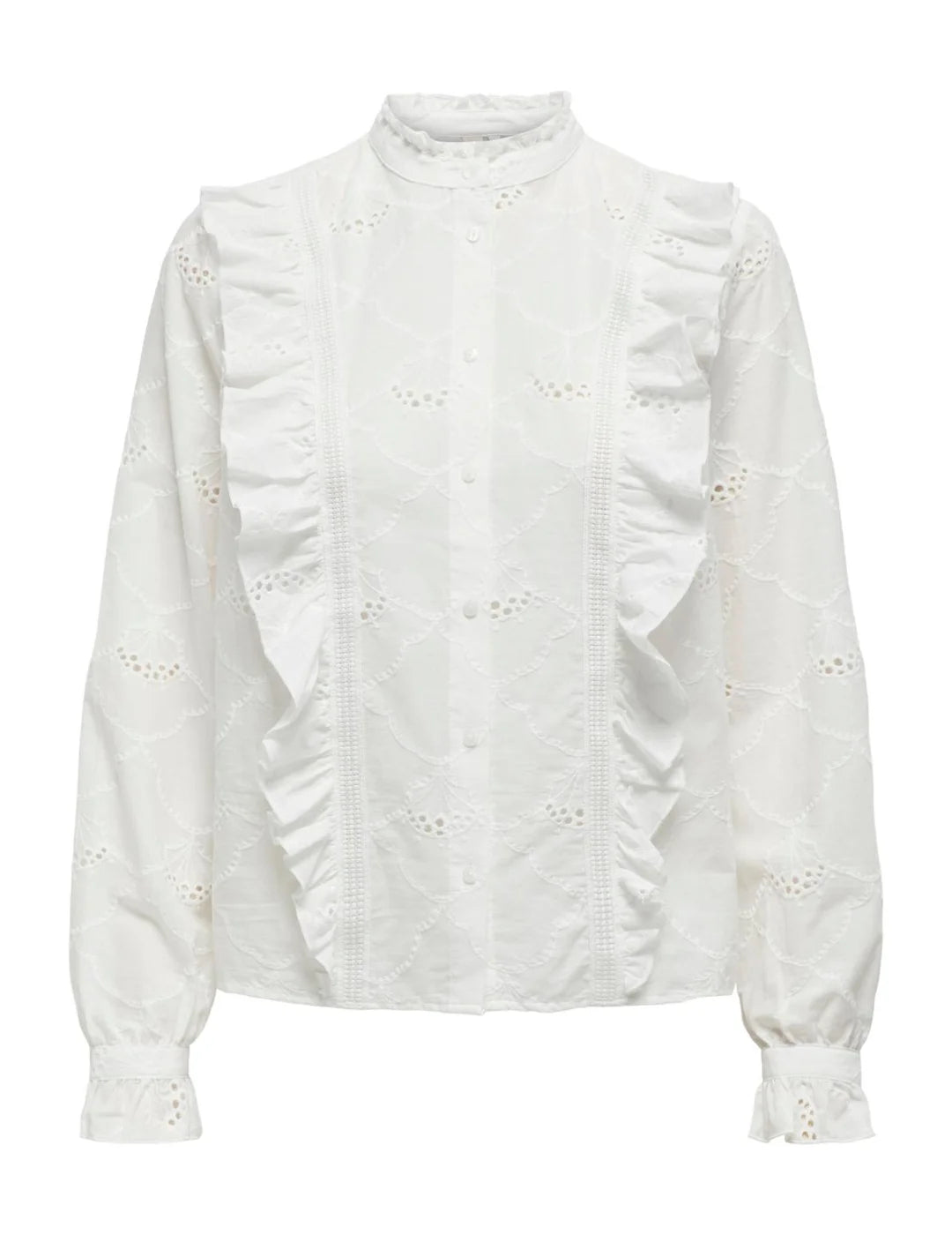 Camisa Con Volantes Only Vanessa Blanco | Bicos de Fío