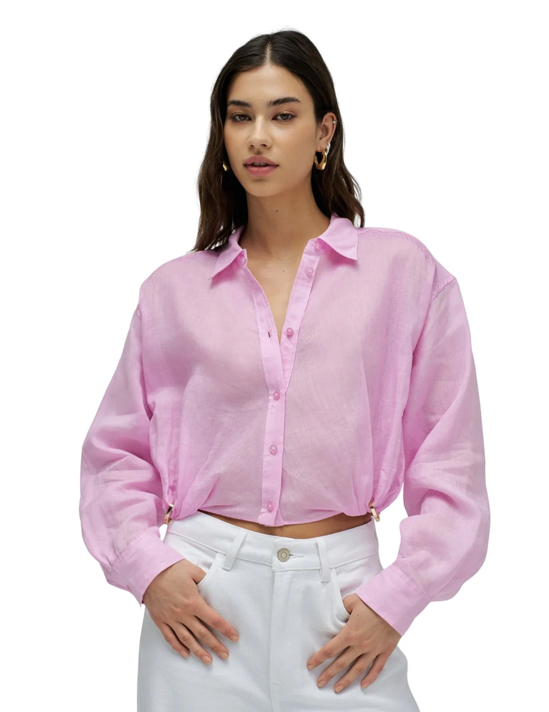 Camisa Cropped Salsa Jeans Rosa | Bicos de Fío